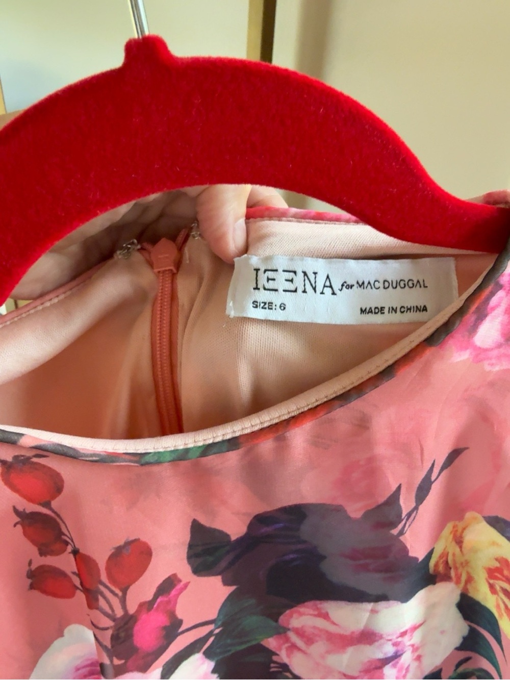 Ieena for Mac Duggal Pink Floral Chiffon Ruffle Dress Size 6 NWT - Picture 5 of 8